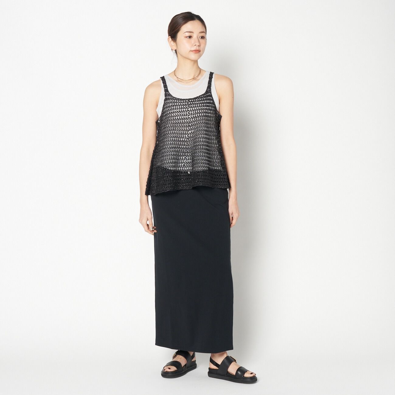 HELIOPOLE「HELIOPOLE GLITTER CROCHET KNIT CAMISOLE」|ニット・セーター|