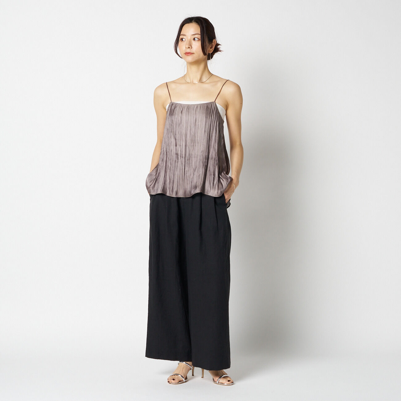 HELIOPOLE「HELIOPOLE SHINY SHEER RIPPLE CAMISOLE」|シャツ・ブラウス|