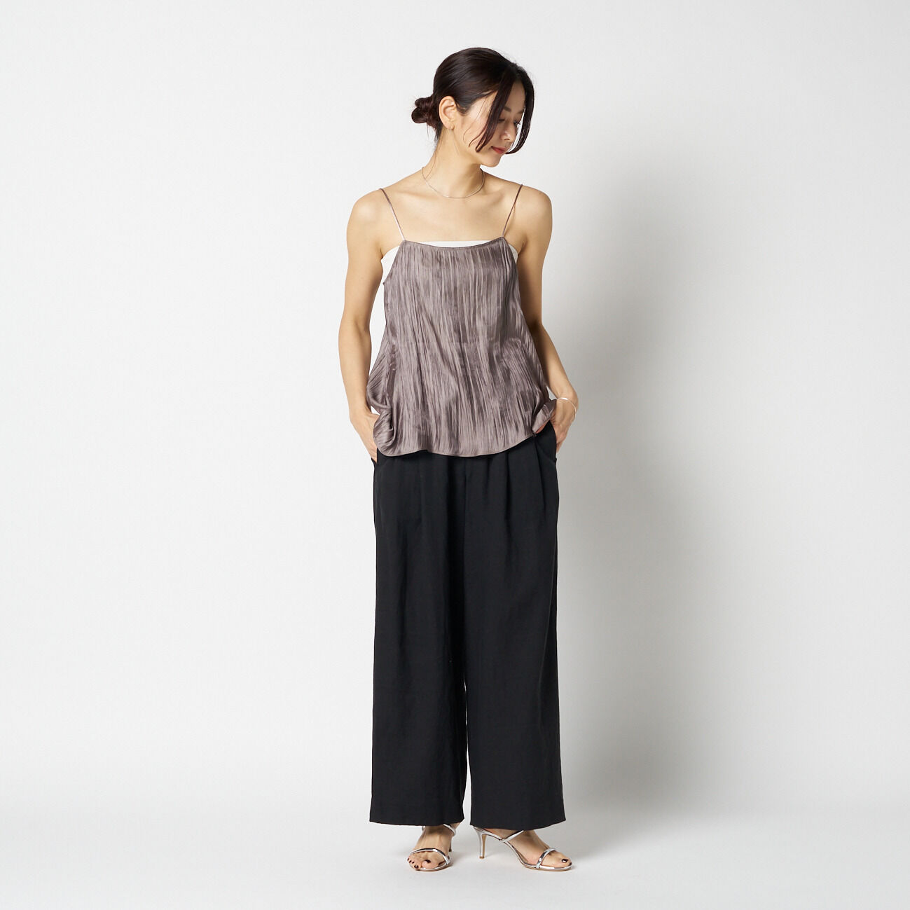 HELIOPOLE「HELIOPOLE SHINY SHEER RIPPLE CAMISOLE」|シャツ・ブラウス|