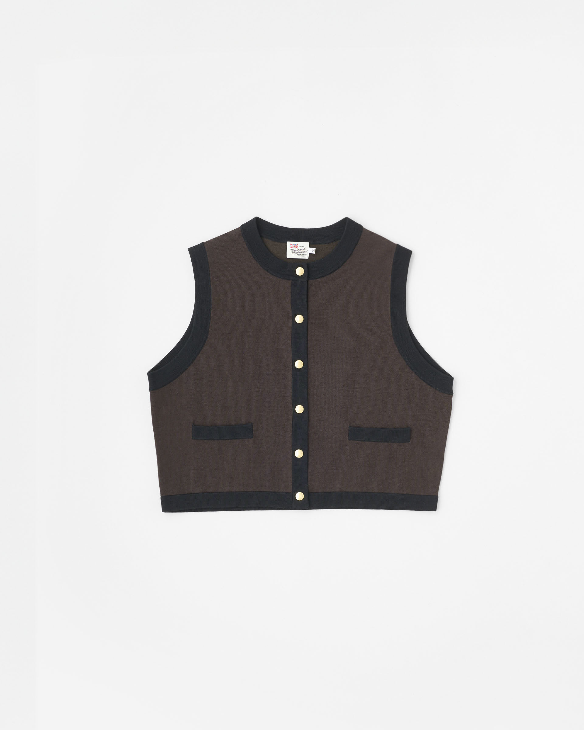 Traditional Weatherwear「ARKLEY VEST KNIT」|ニット・セーター|ﾁｮｺﾚｰﾄ&times;ﾌﾞﾗｯｸ