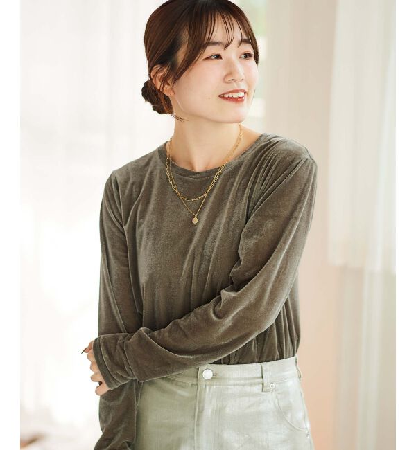 le.coeur blanc「《手洗い可能》ベロアロングスリーブTシャツ」|Tシャツ・カットソー|