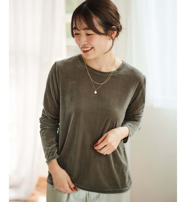 le.coeur blanc「《手洗い可能》ベロアロングスリーブTシャツ」|Tシャツ・カットソー|