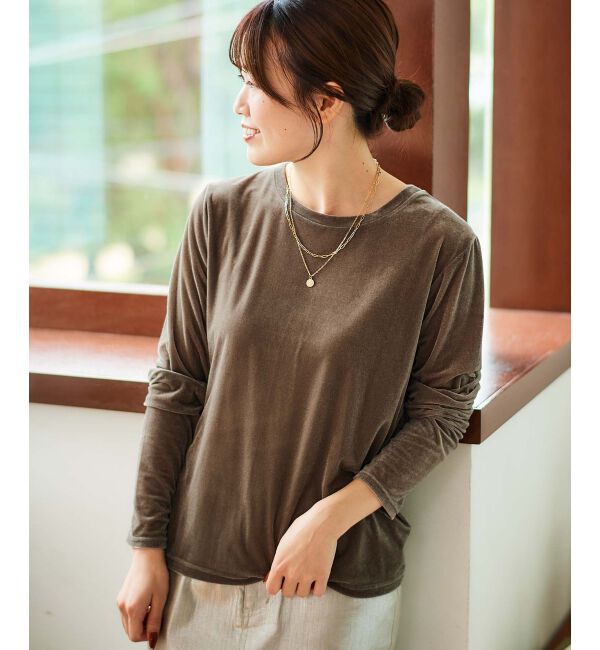 le.coeur blanc「《手洗い可能》ベロアロングスリーブTシャツ」|Tシャツ・カットソー|