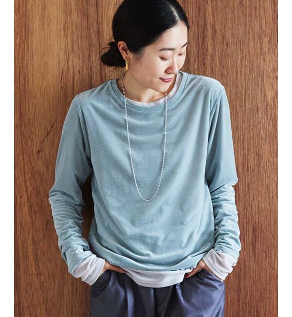 le.coeur blanc「《手洗い可能》ベロアロングスリーブTシャツ」|Tシャツ・カットソー|