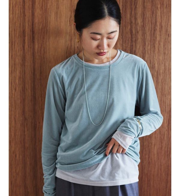 le.coeur blanc「《手洗い可能》ベロアロングスリーブTシャツ」|Tシャツ・カットソー|