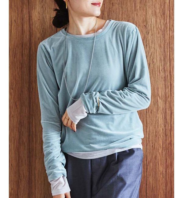 le.coeur blanc「《手洗い可能》ベロアロングスリーブTシャツ」|Tシャツ・カットソー|ミント