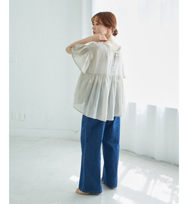  「《WEB限定アイテム》バックリボンガーゼブラウス」|シャツ・ブラウス|