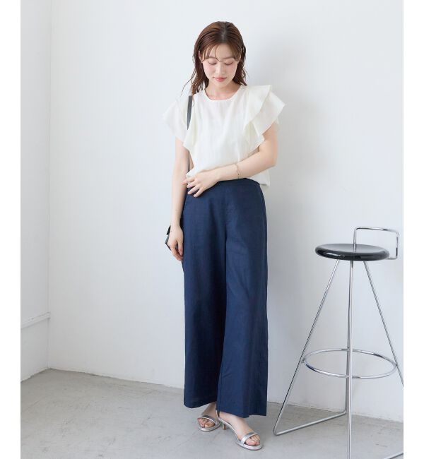 「【清涼感抜群】麻ワイドクロップドパンツ」|その他|
