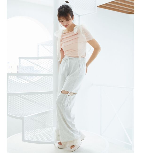  「肩リボンオフショルカットトップス」|Tシャツ・カットソー|