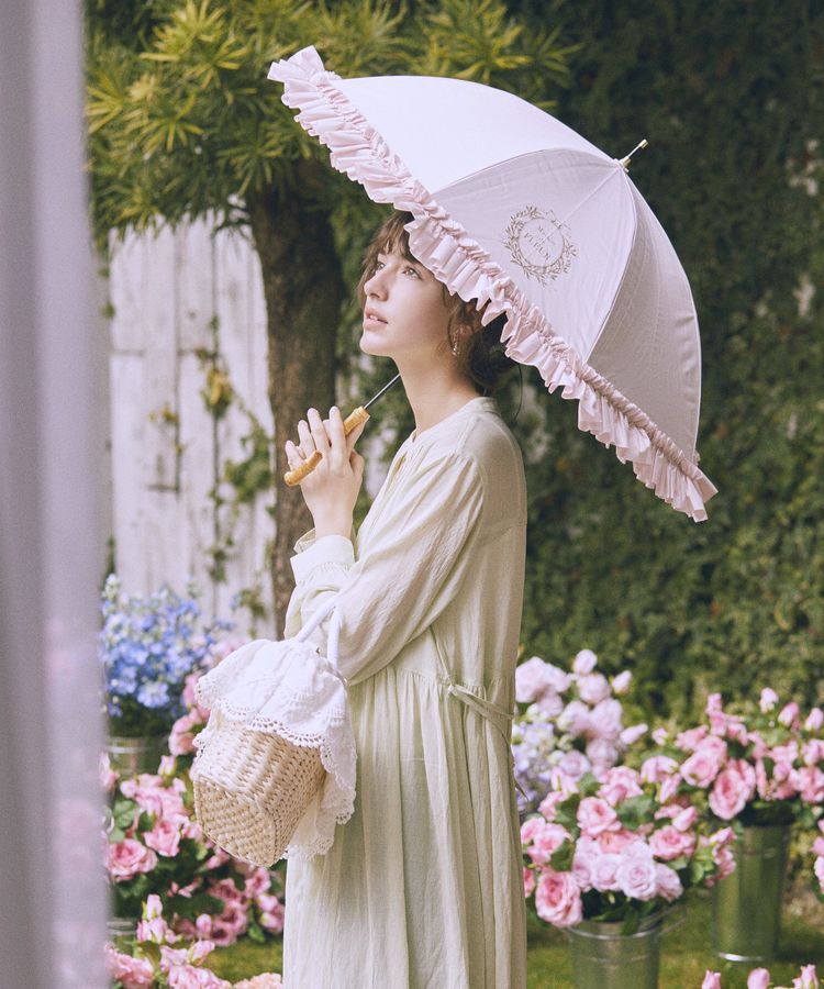 Maison de FLEUR「【晴雨兼用/UVカット率100％生地使用/UPF50+】遮光&UV CUT フリル傘」|傘|