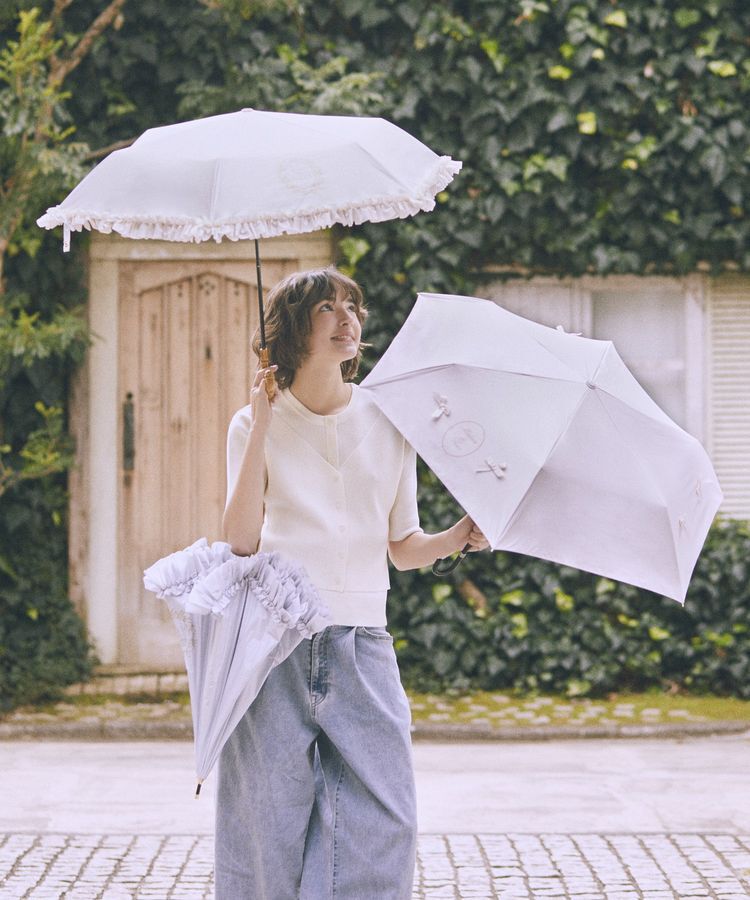 Maison de FLEUR「【晴雨兼用/UVカット率100％生地使用/UPF50+】遮光&UV CUT フリル傘」|傘|
