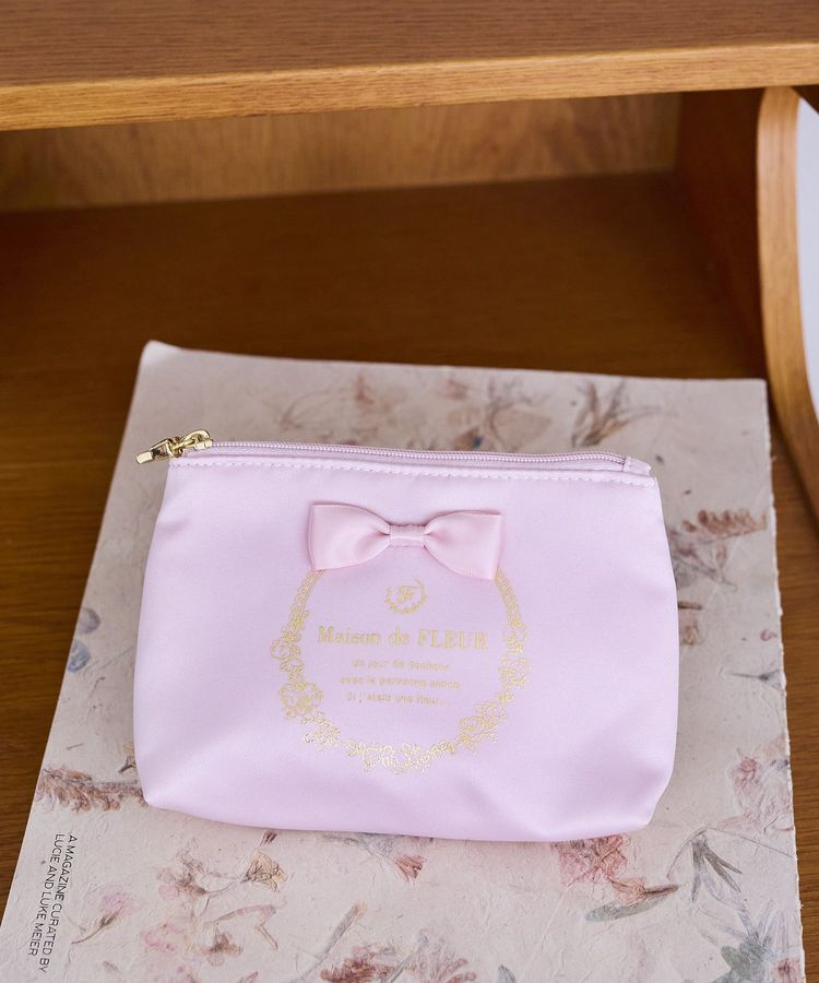 Maison de FLEUR「【予約】サテンリボンティッシュケース」|ポーチ|ピンク