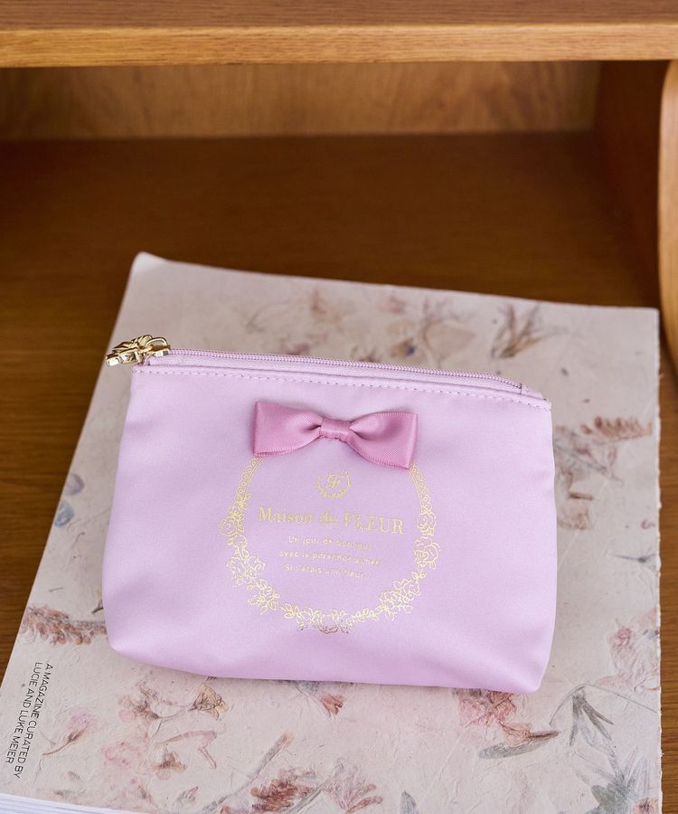 Maison de FLEUR「【予約】サテンリボンティッシュケース」|ポーチ|ダークピンク
