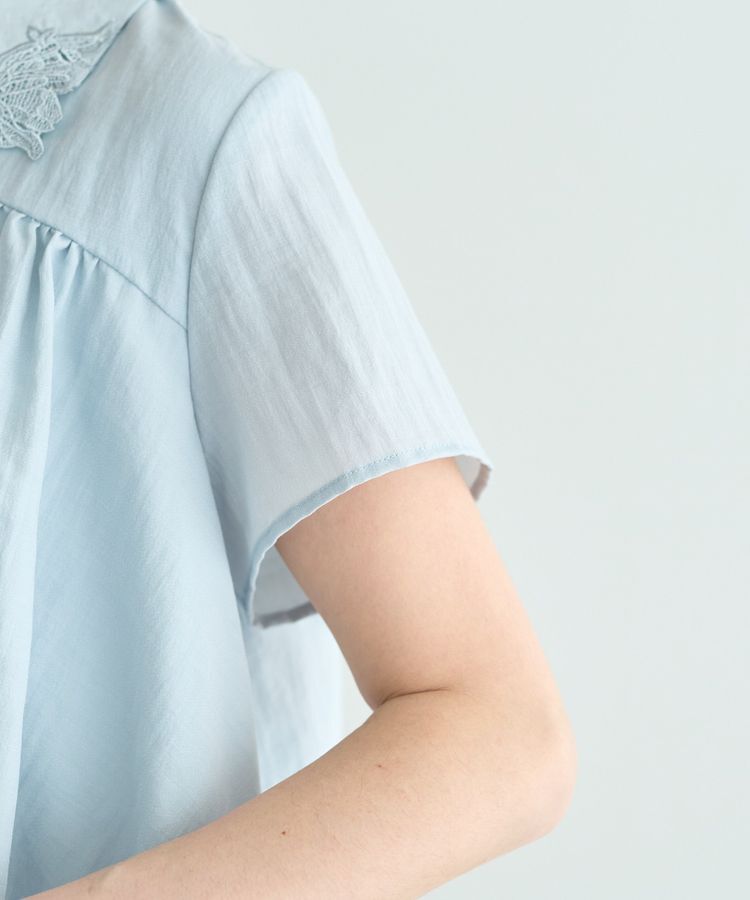 YECCA VECCA「刺繍カラーバルーンヘムブラウス」|シャツ・ブラウス|