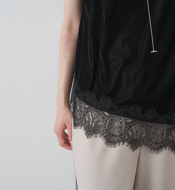  「レースヘムシアーベロアTシャツ」|Tシャツ・カットソー|