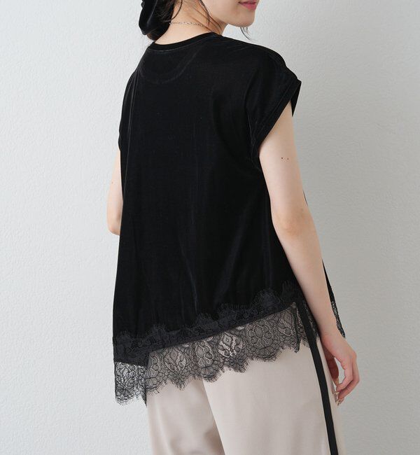  「レースヘムシアーベロアTシャツ」|Tシャツ・カットソー|