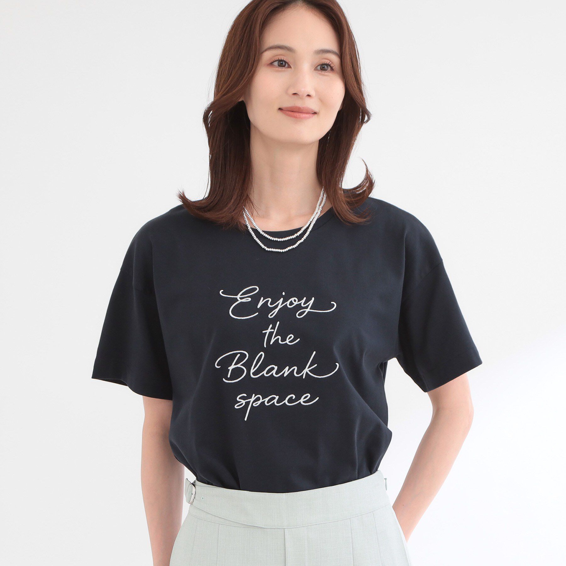 Reflect「【接触冷感】ラインアート刺繍Tシャツ」|Tシャツ・カットソー|