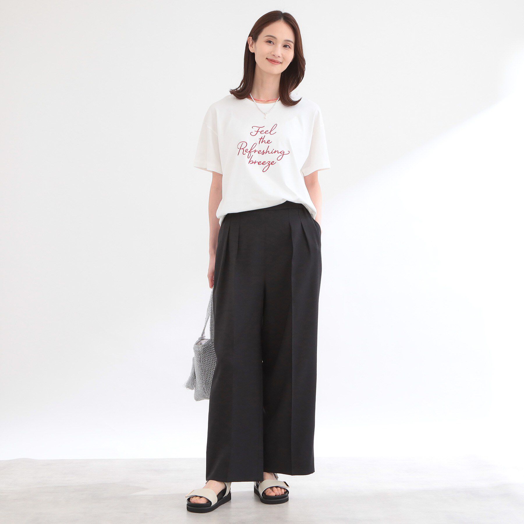 Reflect「【接触冷感】ラインアート刺繍Tシャツ」|Tシャツ・カットソー|
