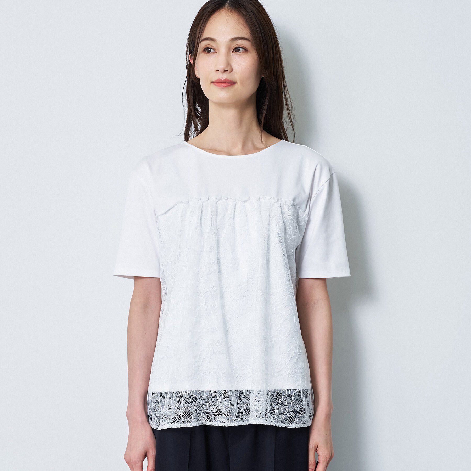 Reflect「【UVカット／接触冷感／手洗い可】ラッセルレースプルオーバー」|Tシャツ・カットソー|
