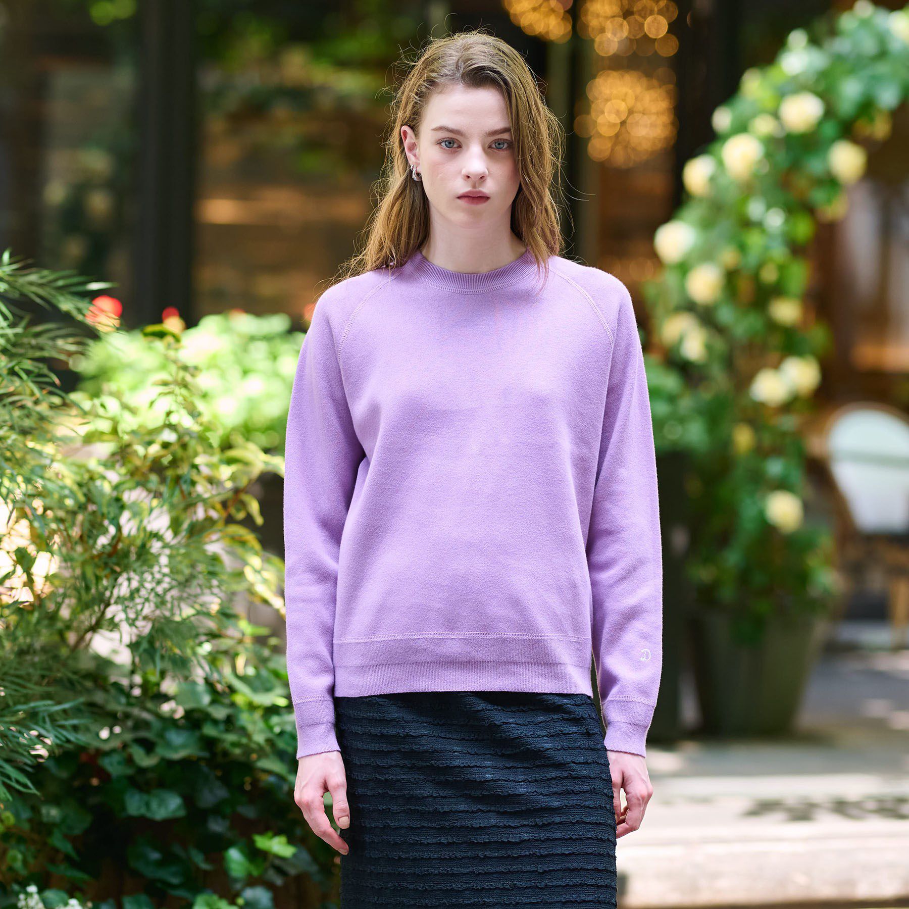 DRESSTERIOR「【洗える/7色展開】ウォッシャブルコットンカシミヤニット」|ニット・セーター|ラベンダー(080)