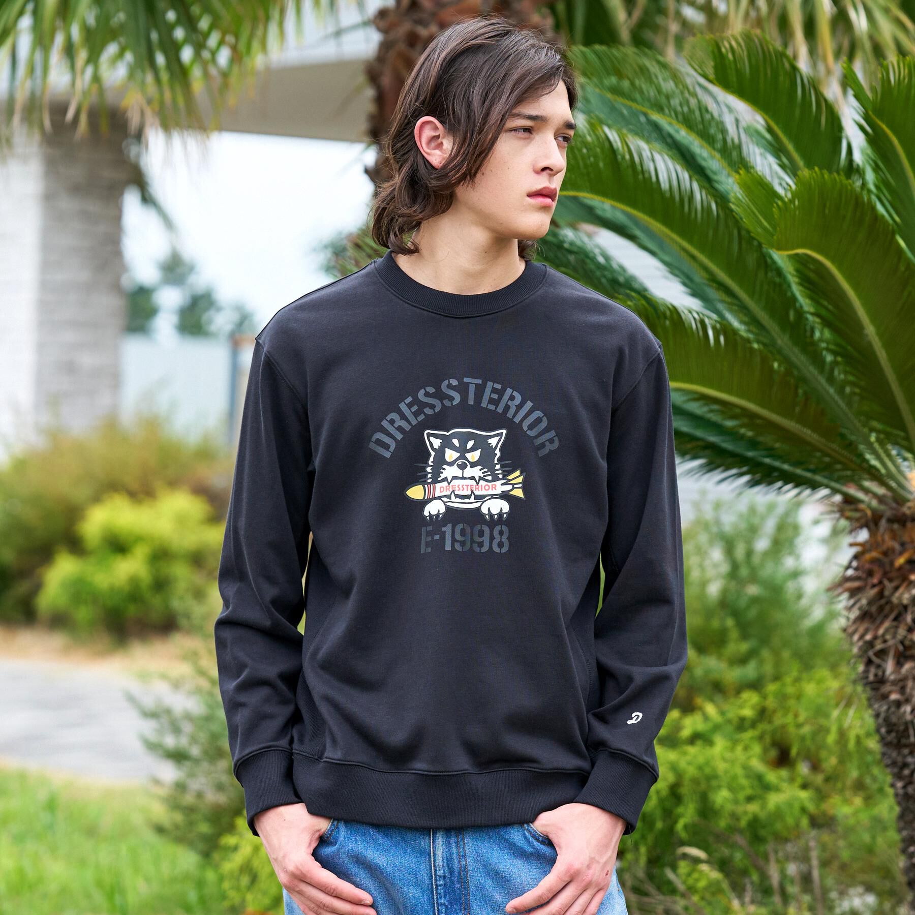 DRESSTERIOR「◆ミサイルキャット スウェットクルーネックTシャツ」|Tシャツ・カットソー|ブラック(019)