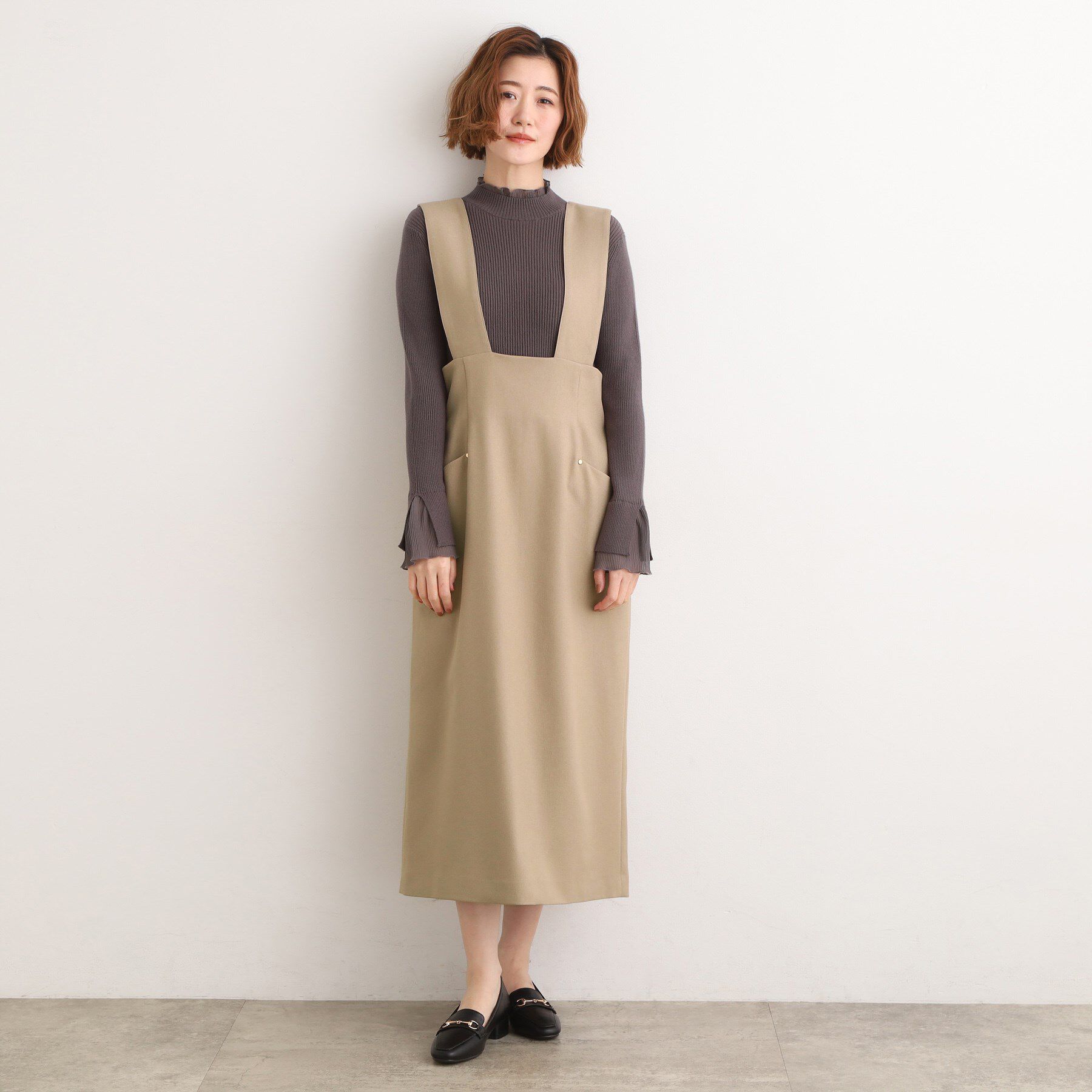 grove「【ウエストゴム】美シルエットなハイウエストサス付きスカート」|スカート|