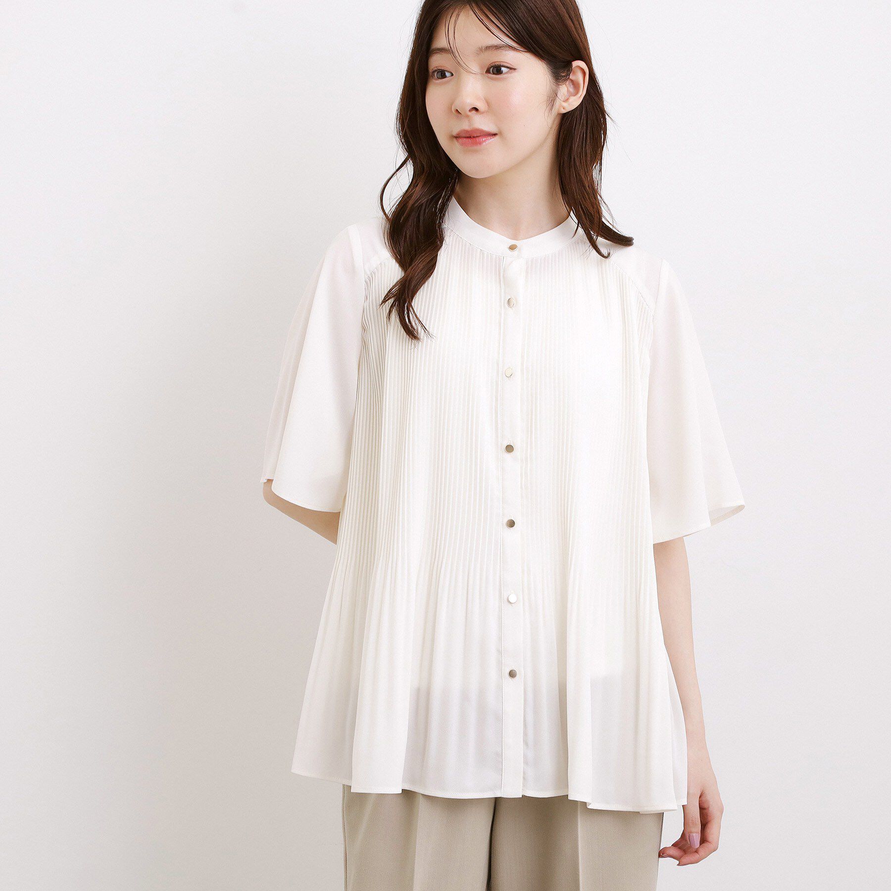 grove「【体系カバー◎】大人フェミニン消しプリーツブラウス」|シャツ・ブラウス|