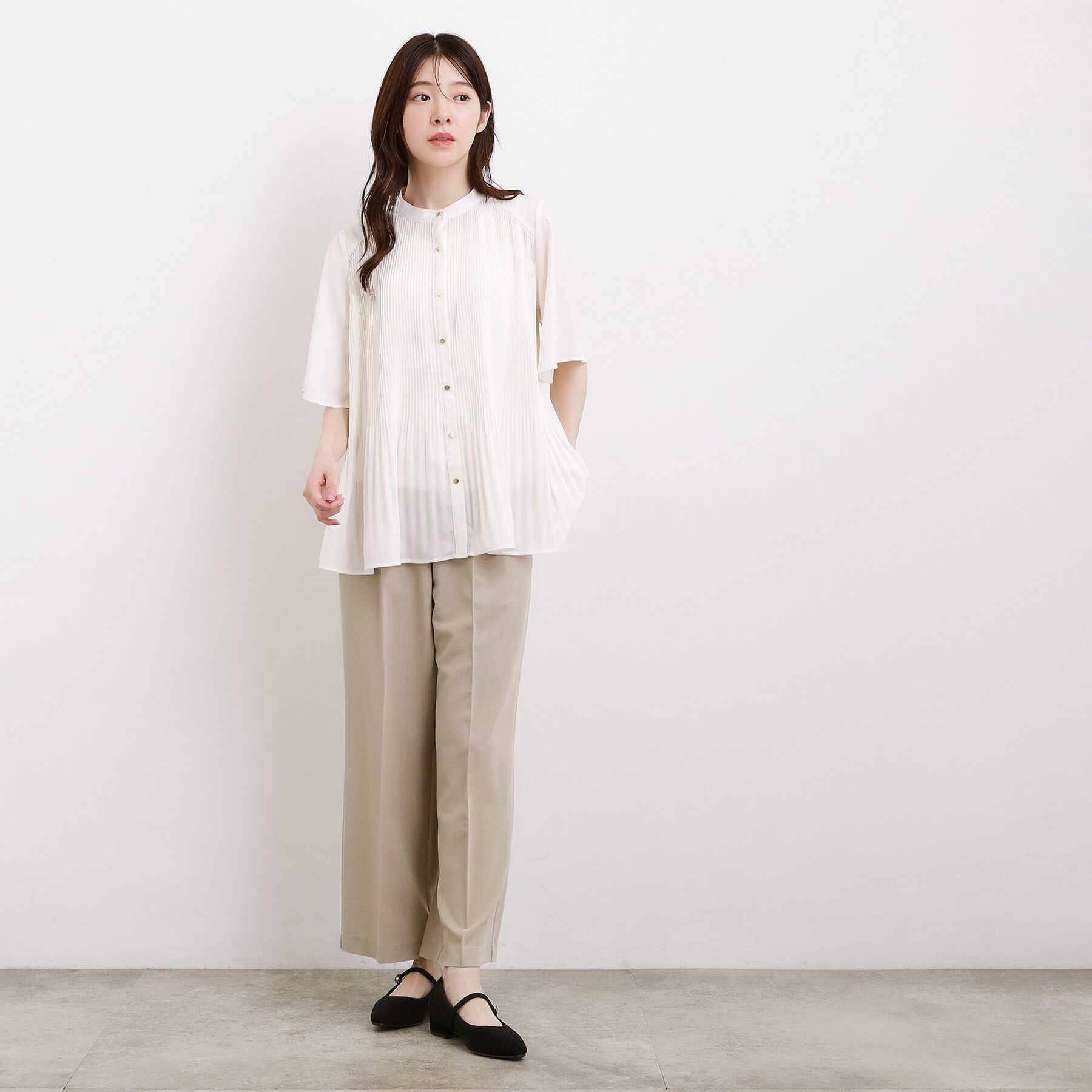 grove「【体系カバー◎】大人フェミニン消しプリーツブラウス」|シャツ・ブラウス|