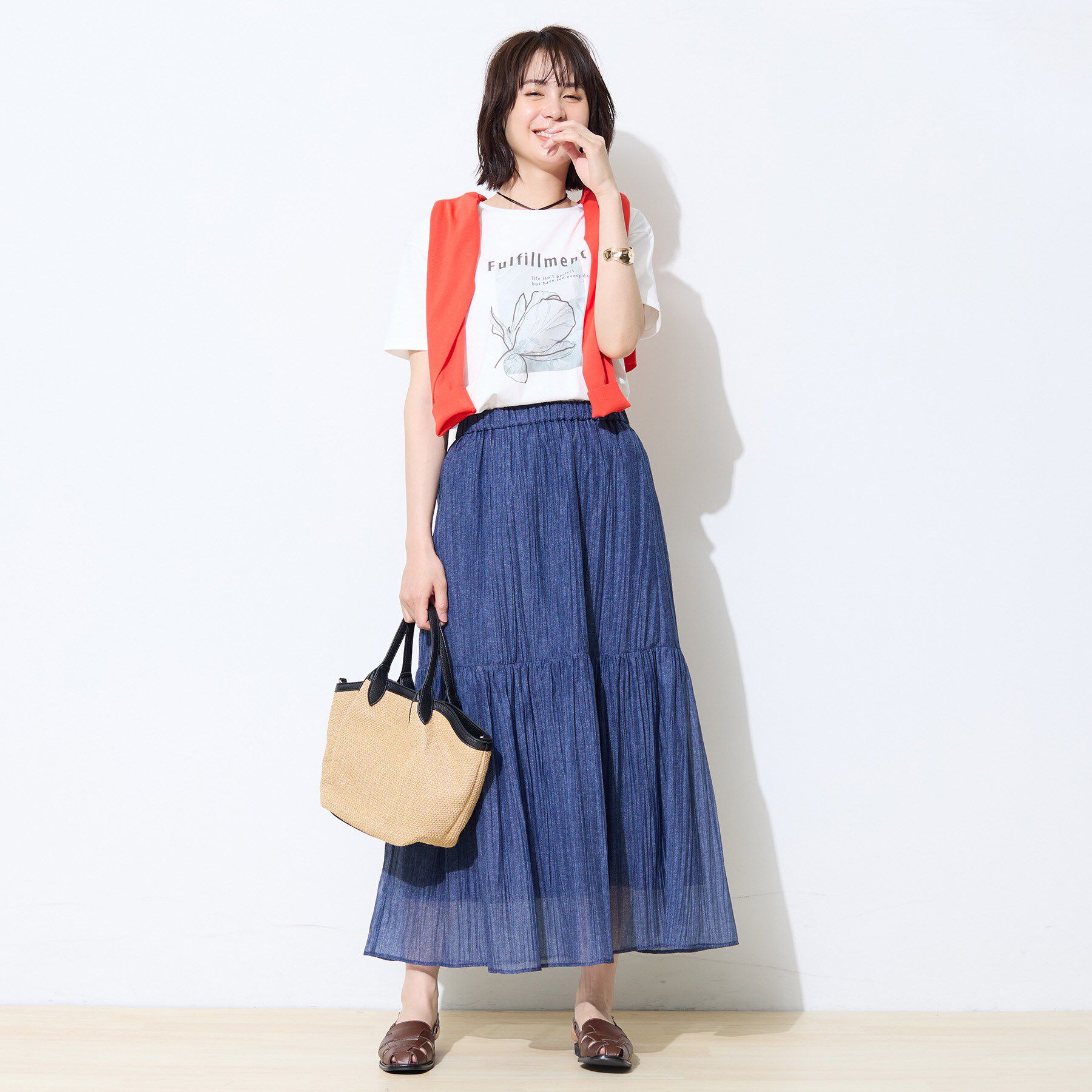 INDIVI「【UVケア／選べるグラフィック】スムースジャージTシャツ」|Tシャツ・カットソー|