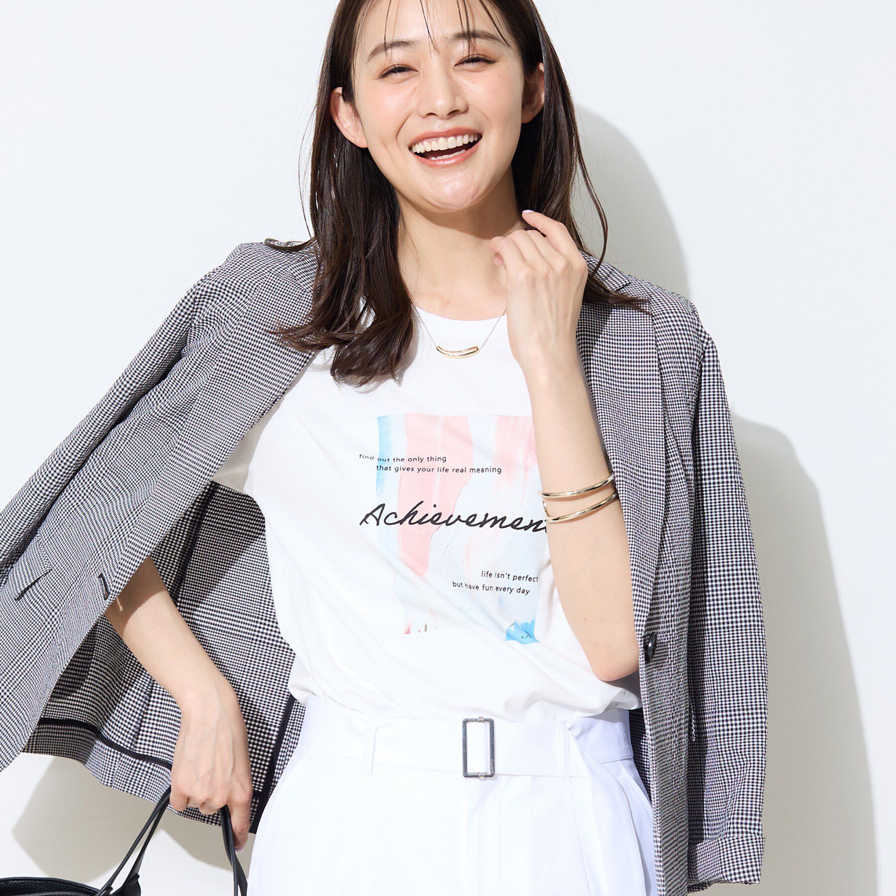 INDIVI「【UVケア／選べるグラフィック】スムースジャージTシャツ」|Tシャツ・カットソー|ホワイト(702)
