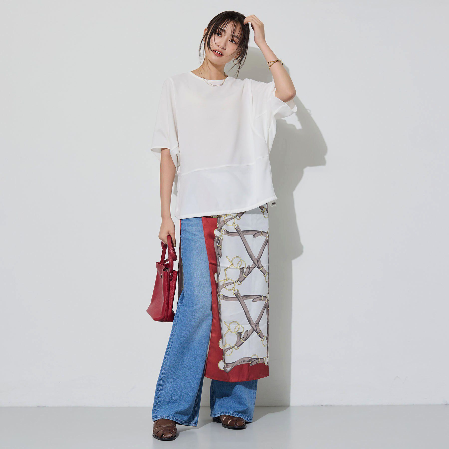 INDIVI「【洗える／2WAY／裾ドロスト付き】 ドルマンスリーブチュニックトップス」|Tシャツ・カットソー|