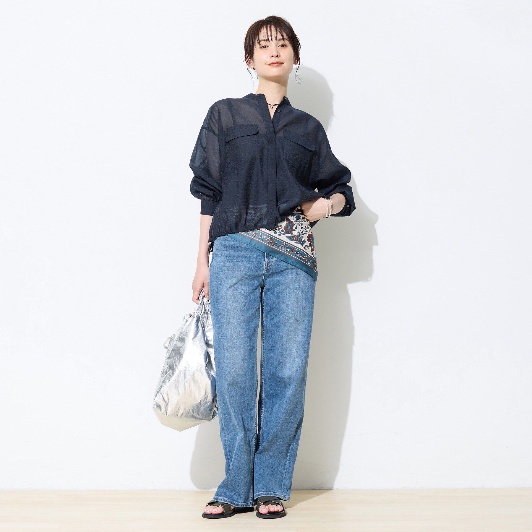 INDIVI「【トレンド／2WAY】裾ドロスト付きシアーブラウスブルゾン」|シャツ・ブラウス|