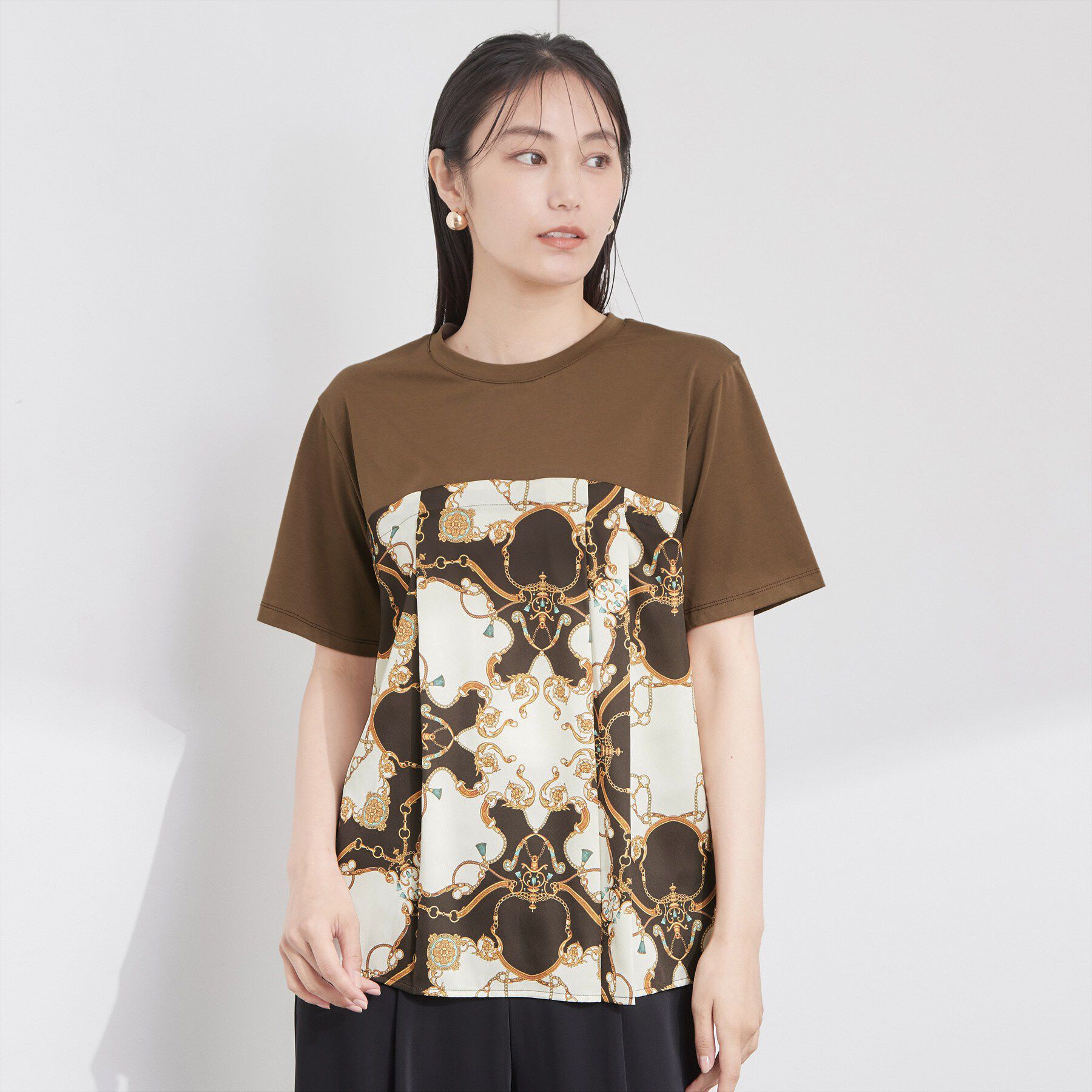 OPAQUE.CLIP「スカーフドッキング ビスチェカットソー【洗濯機OK】」|Tシャツ・カットソー|