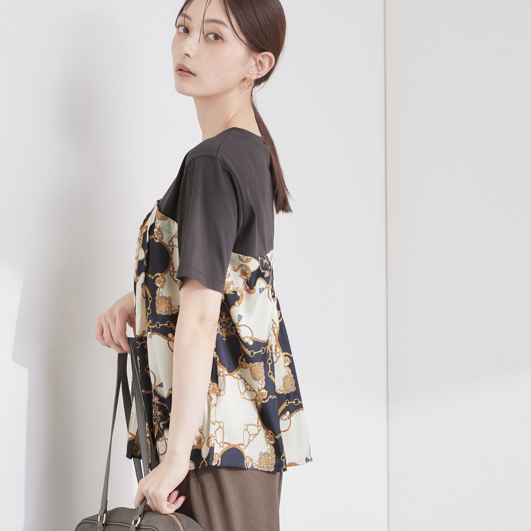 OPAQUE.CLIP「スカーフドッキング ビスチェカットソー【洗濯機OK】」|Tシャツ・カットソー|