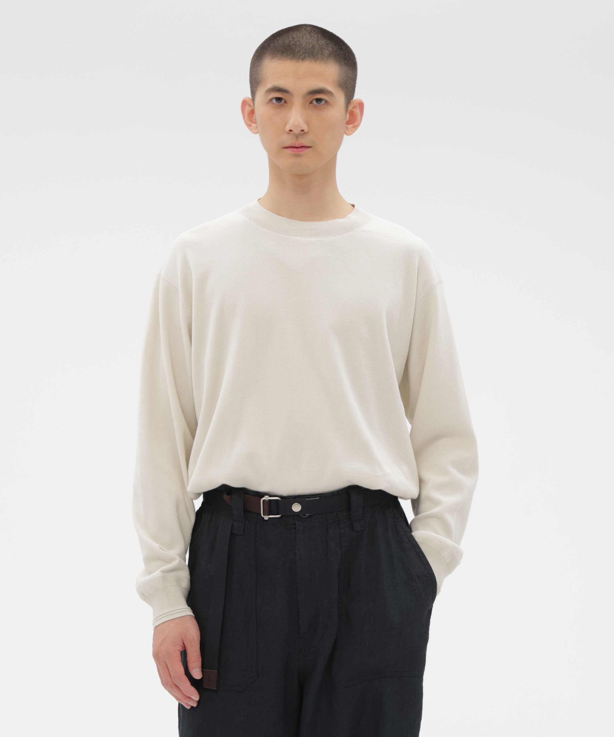 MHL.「FINE COTTON RIB JERSEY TOP」|Tシャツ・カットソー|ECRU2