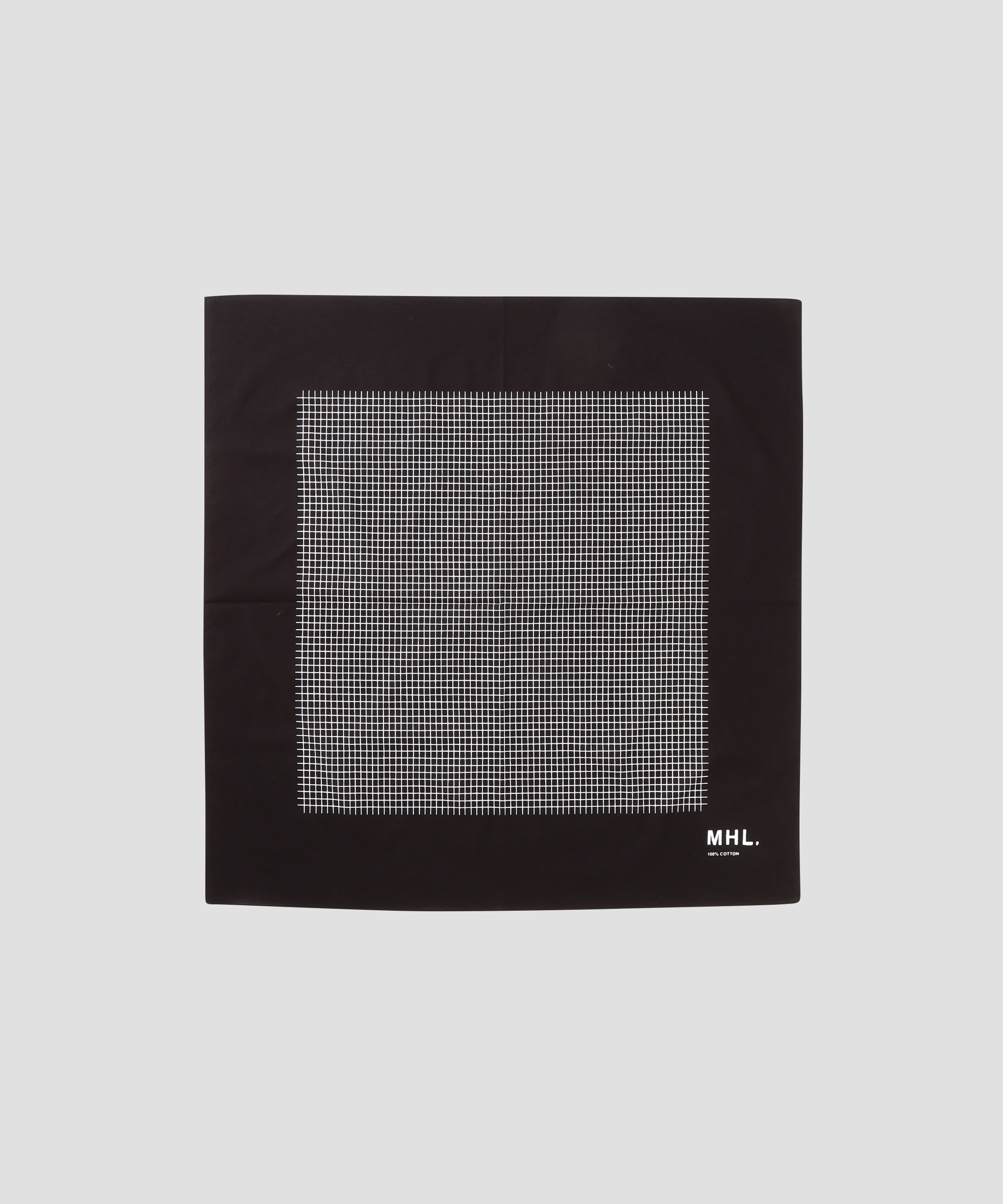 MHL.「PLAIN GRID SCARF」|バンダナ・スカーフ|DARK BROWN2