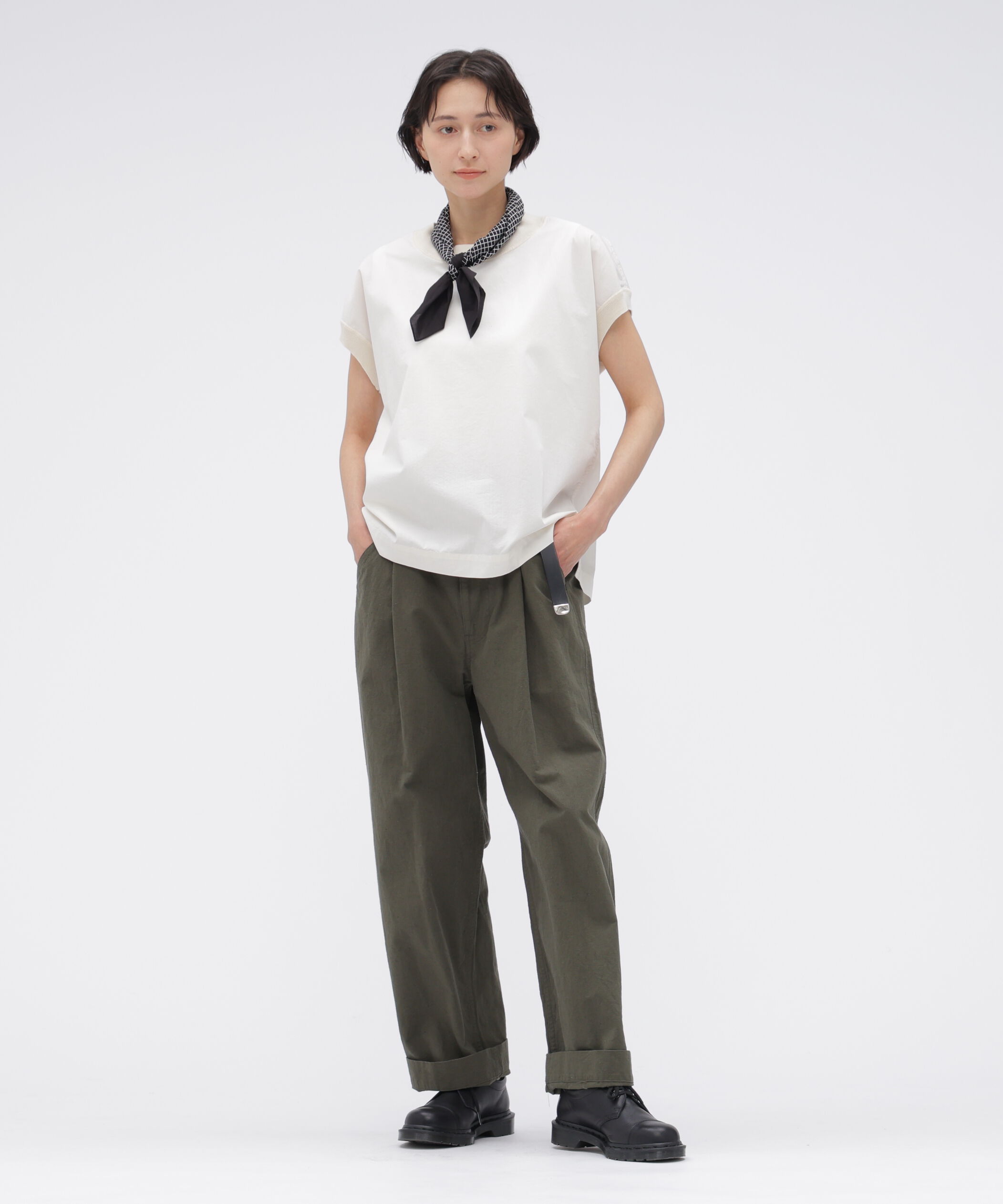 MHL.「PLAIN GRID SCARF」|バンダナ・スカーフ|