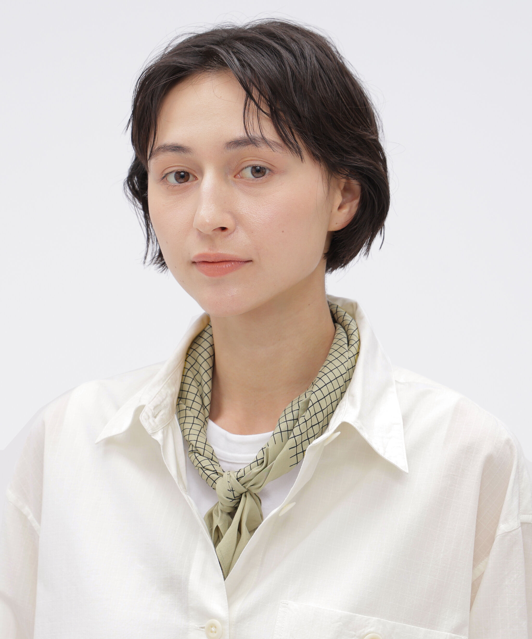 MHL.「PLAIN GRID SCARF」|バンダナ・スカーフ|