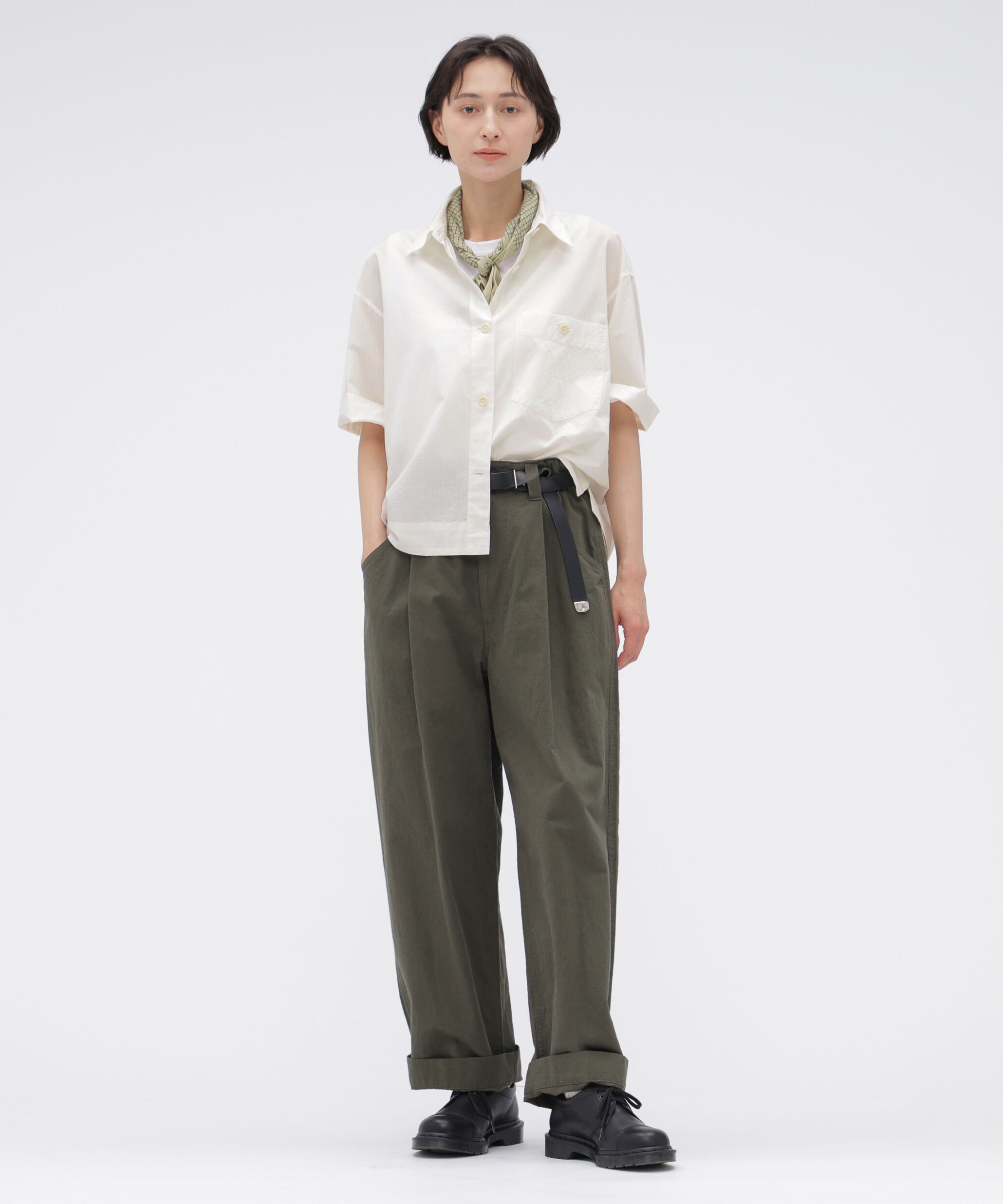 MHL.「PLAIN GRID SCARF」|バンダナ・スカーフ|