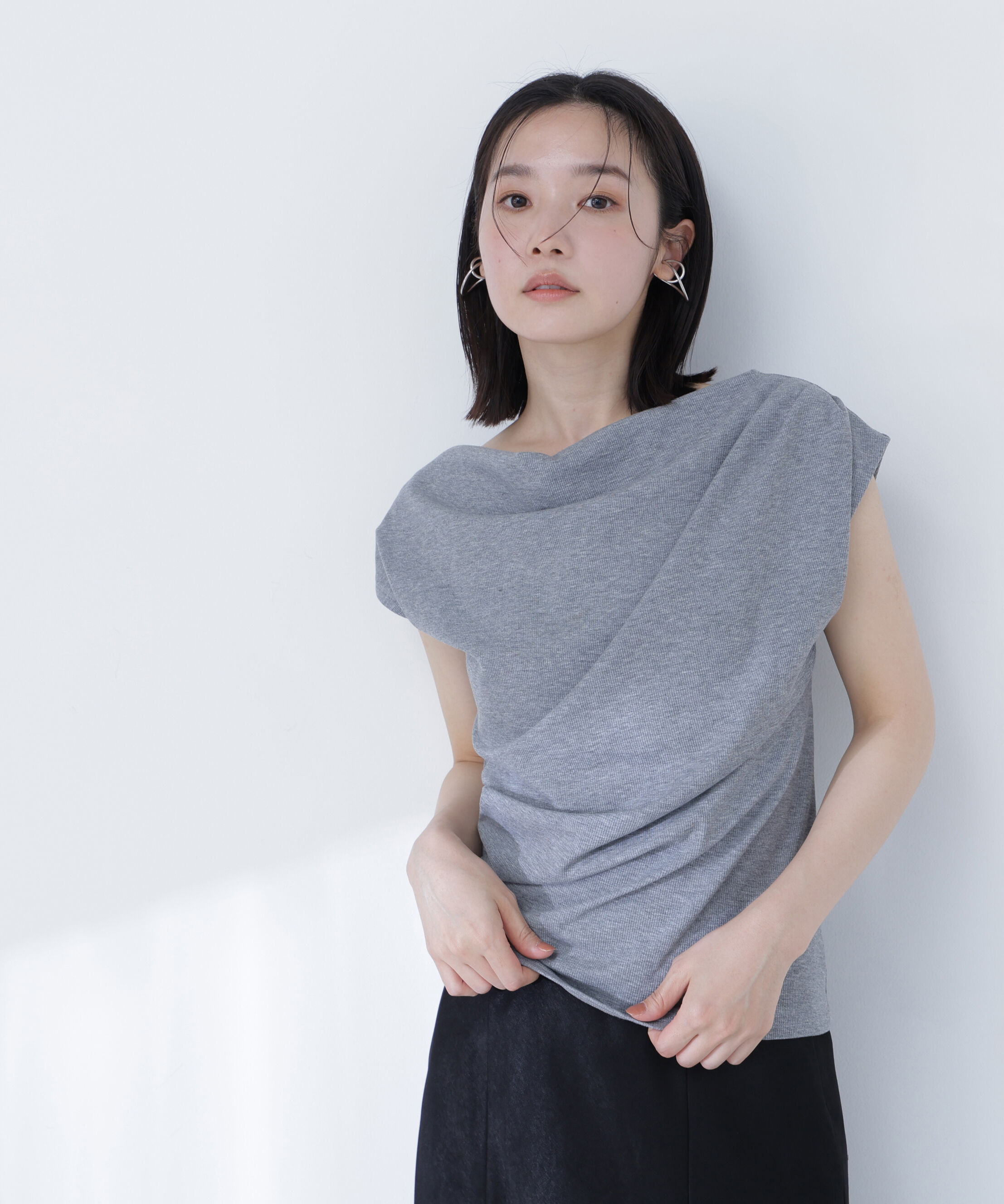  「ドレープカットソー」|Tシャツ・カットソー|グレー