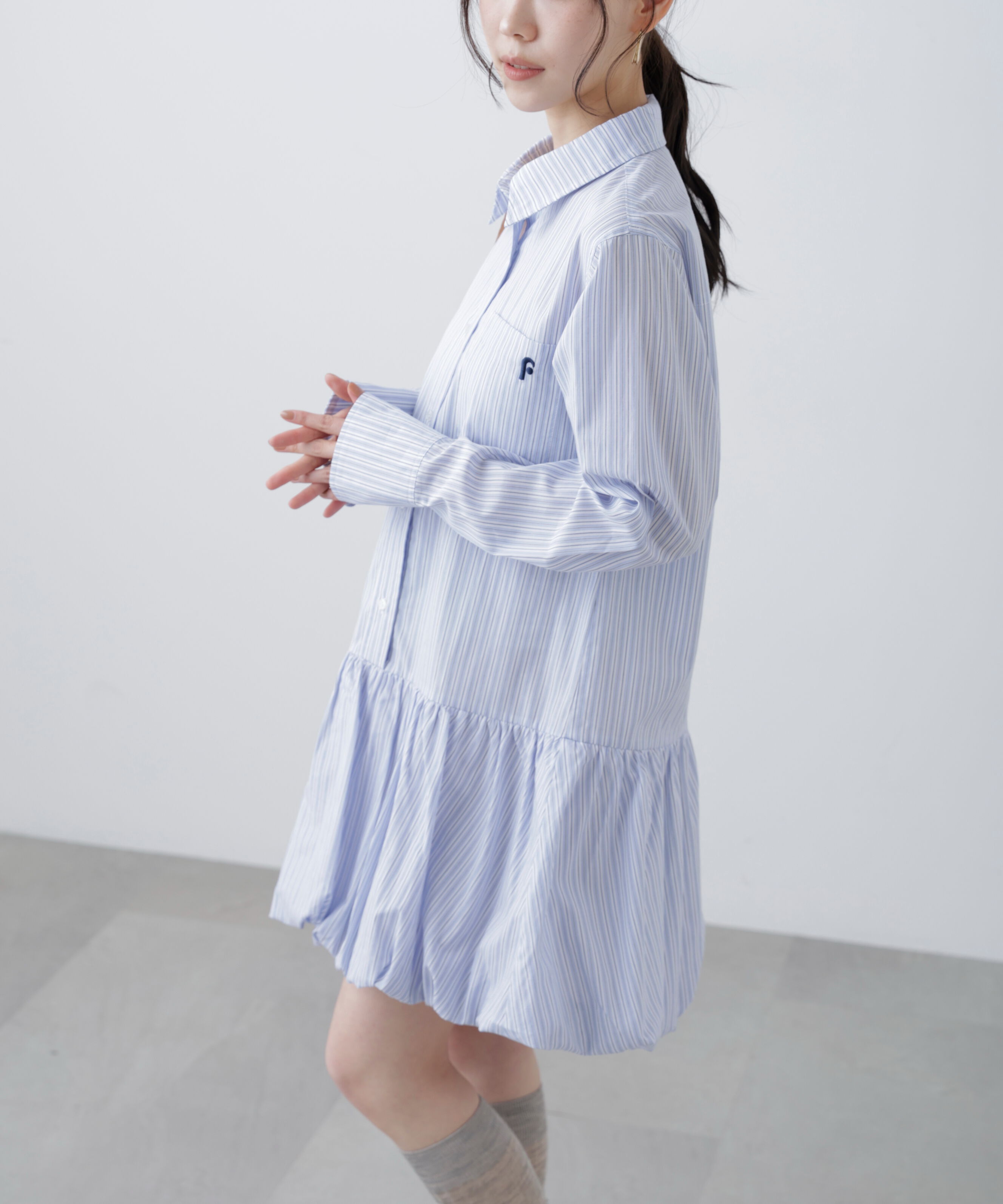  「バルーンシャツミニワンピース」|ワンピース|