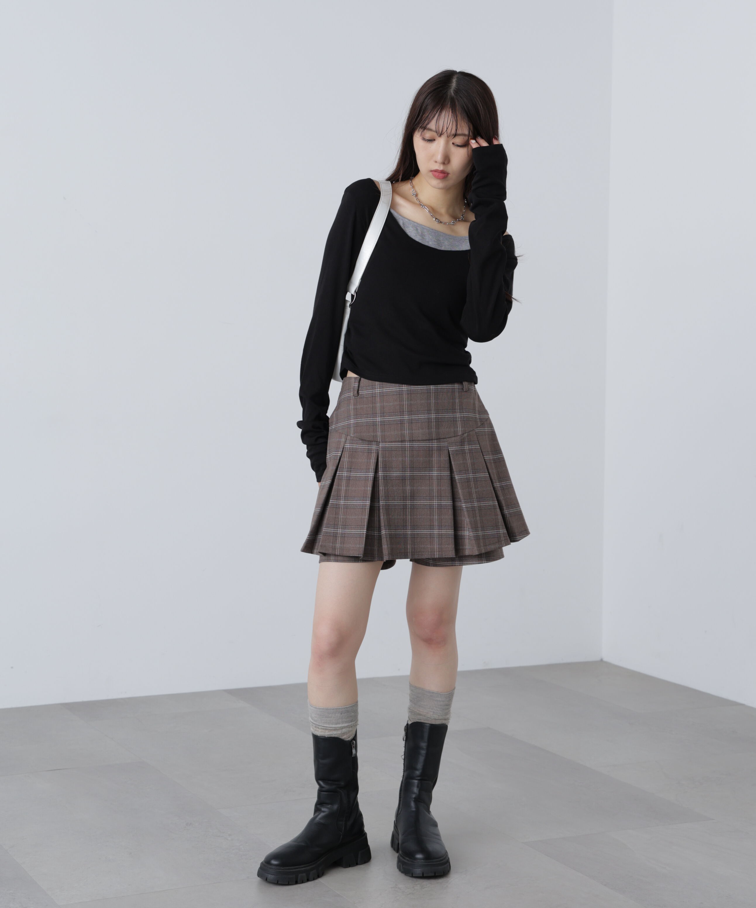  「ワンショルキャミレイヤード風カットソー」|Tシャツ・カットソー|