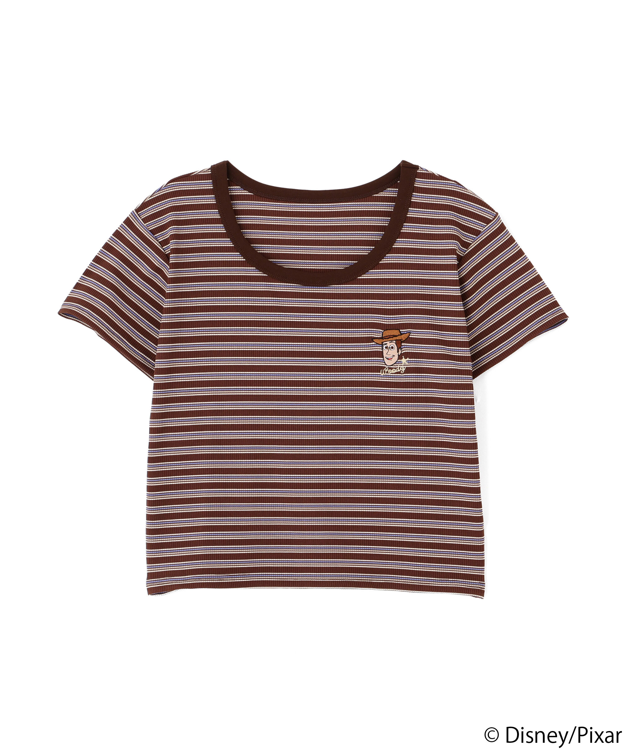  「ワンポイント刺繍半袖ボーダーカットソー」|Tシャツ・カットソー|