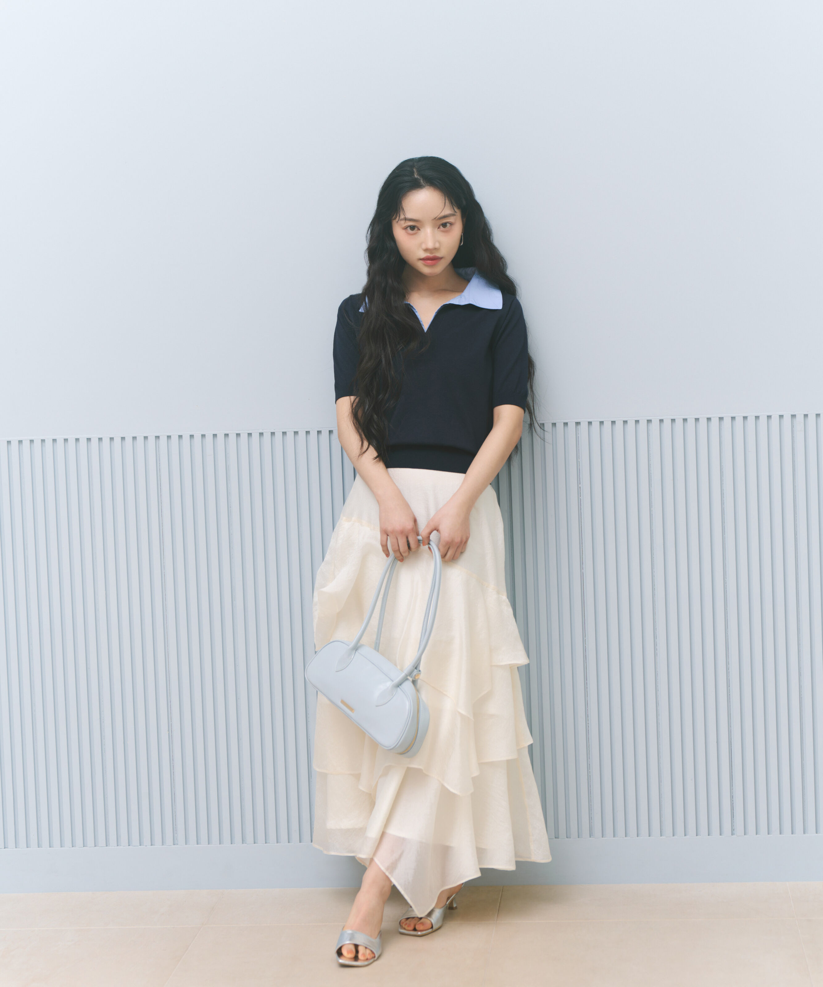 PROPORTION BODY DRESSING「〈a/mie〉レイヤード風ポロニット 26SS」|カーディガン|