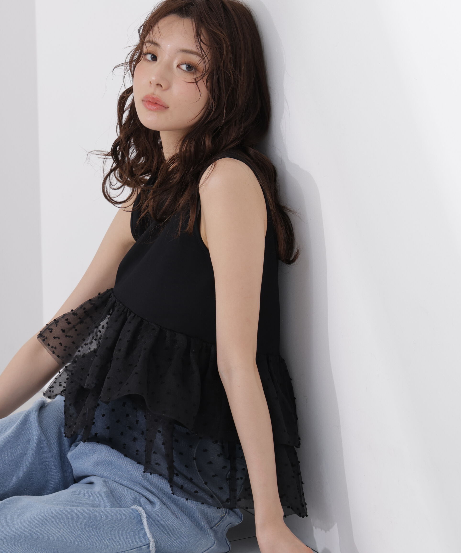 PROPORTION BODY DRESSING「＜EDIT COLOGNE＞ドットチュールカットソー」|Tシャツ・カットソー|