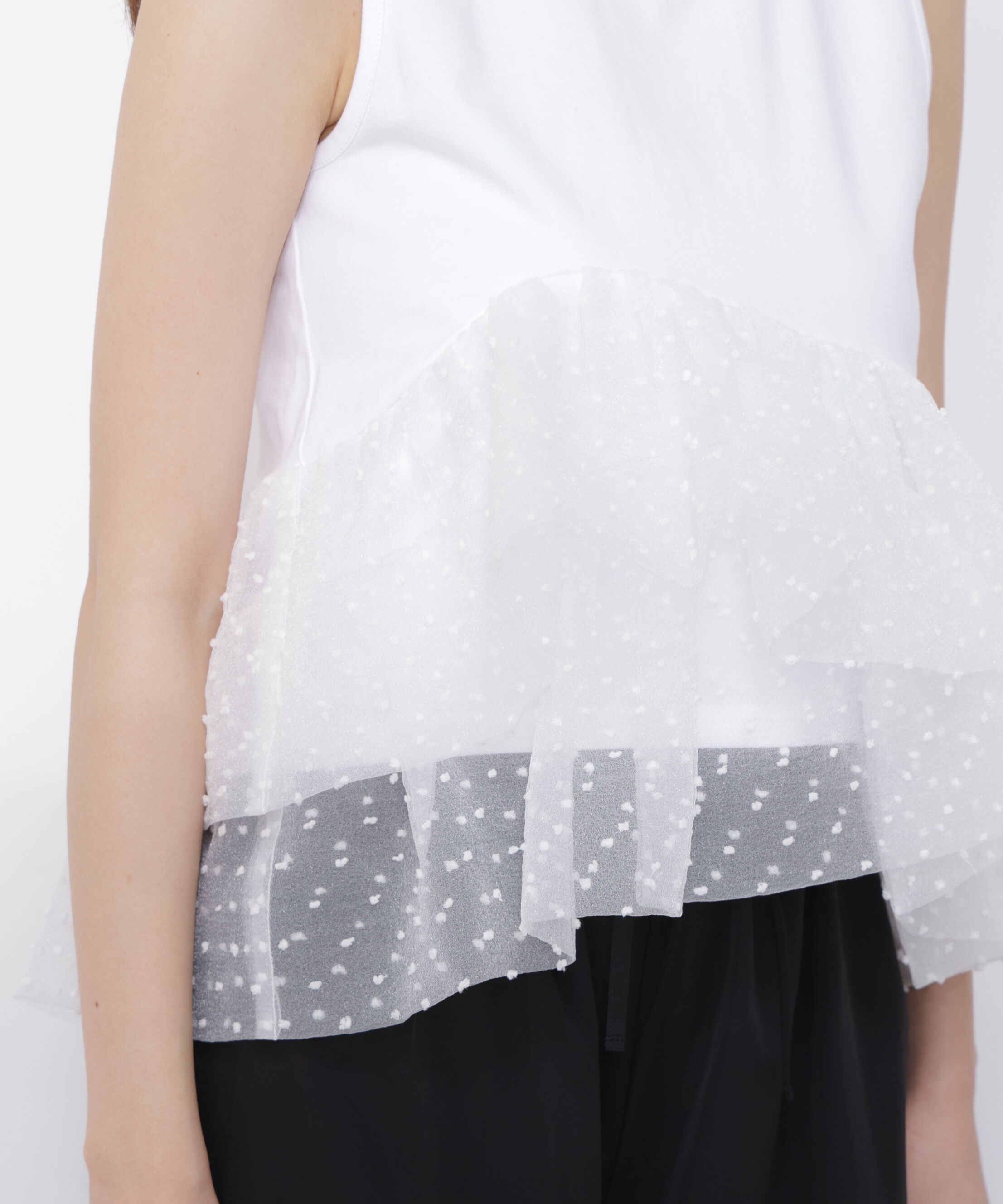 PROPORTION BODY DRESSING「＜EDIT COLOGNE＞ドットチュールカットソー」|Tシャツ・カットソー|