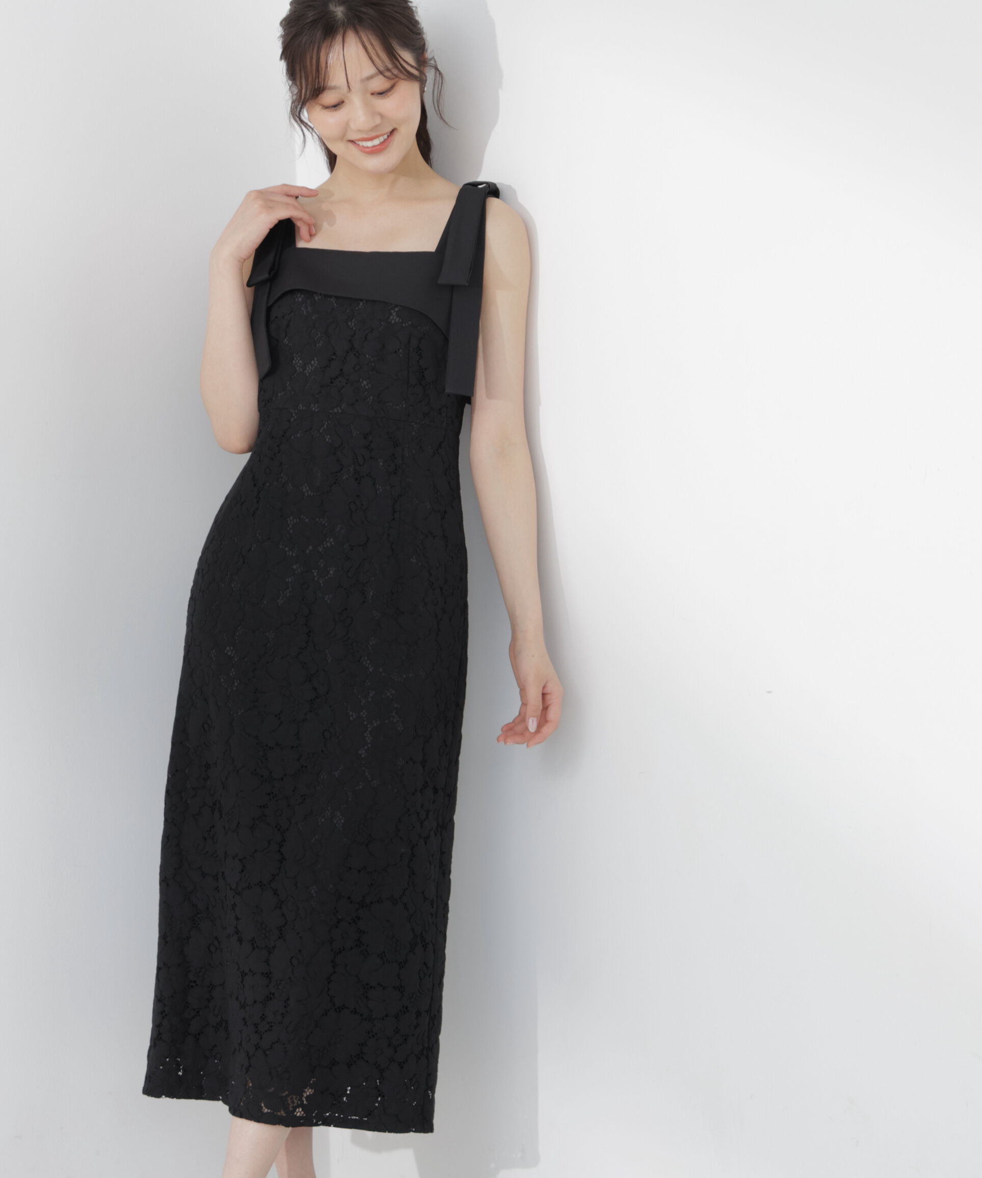 PROPORTION BODY DRESSING「リボン付きレースワンピース」|ワンピース|ブラック