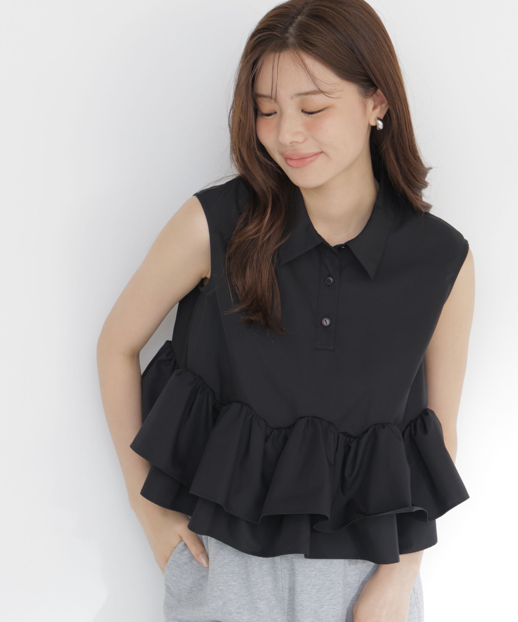 PROPORTION BODY DRESSING「＜a/mie＞フリルヘムブラウス」|シャツ・ブラウス|
