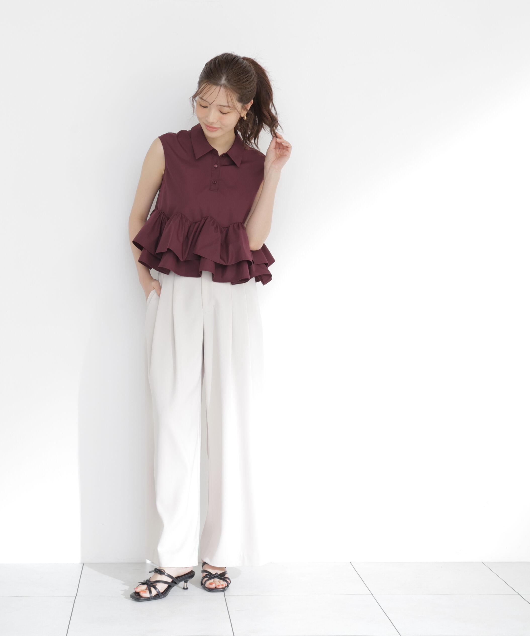 PROPORTION BODY DRESSING「＜a/mie＞フリルヘムブラウス」|シャツ・ブラウス|