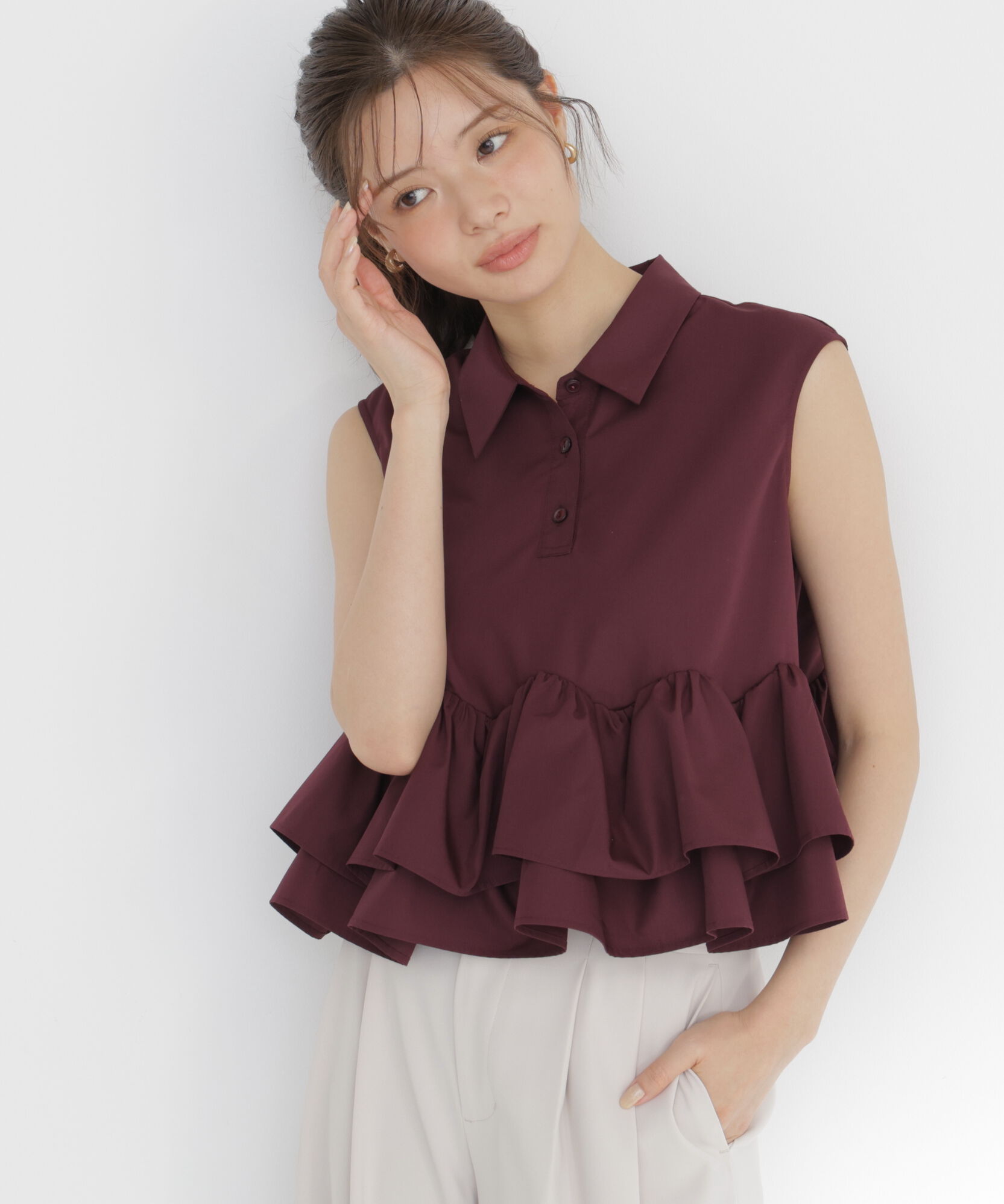 PROPORTION BODY DRESSING「＜a/mie＞フリルヘムブラウス」|シャツ・ブラウス|